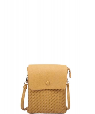 Woven Design Crossbody Bag WU113 MUSTARD
